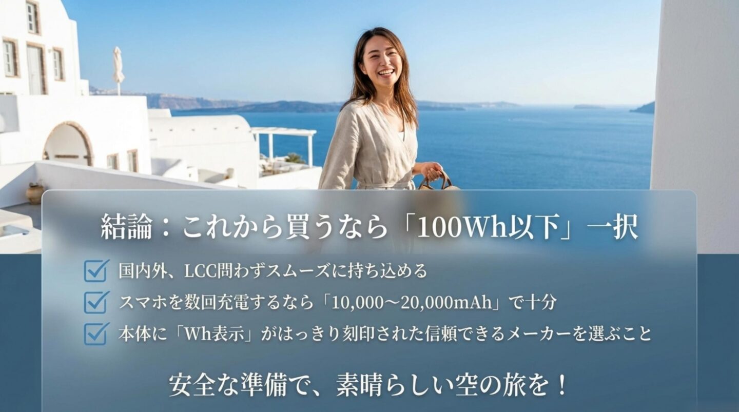 国内線や国際線で使いやすい100Wh以下のモバイルバッテリーを選ぶポイント