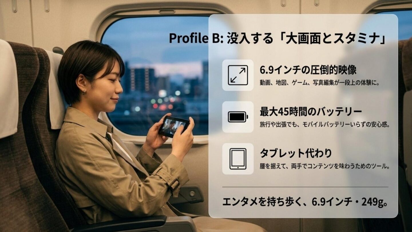 iPhone 18 Pro Maxは大画面とバッテリーが魅力 iPhone 18 Pro Maxは6.9インチ画面と最大45時間のビデオ再生が魅力と示すスライド