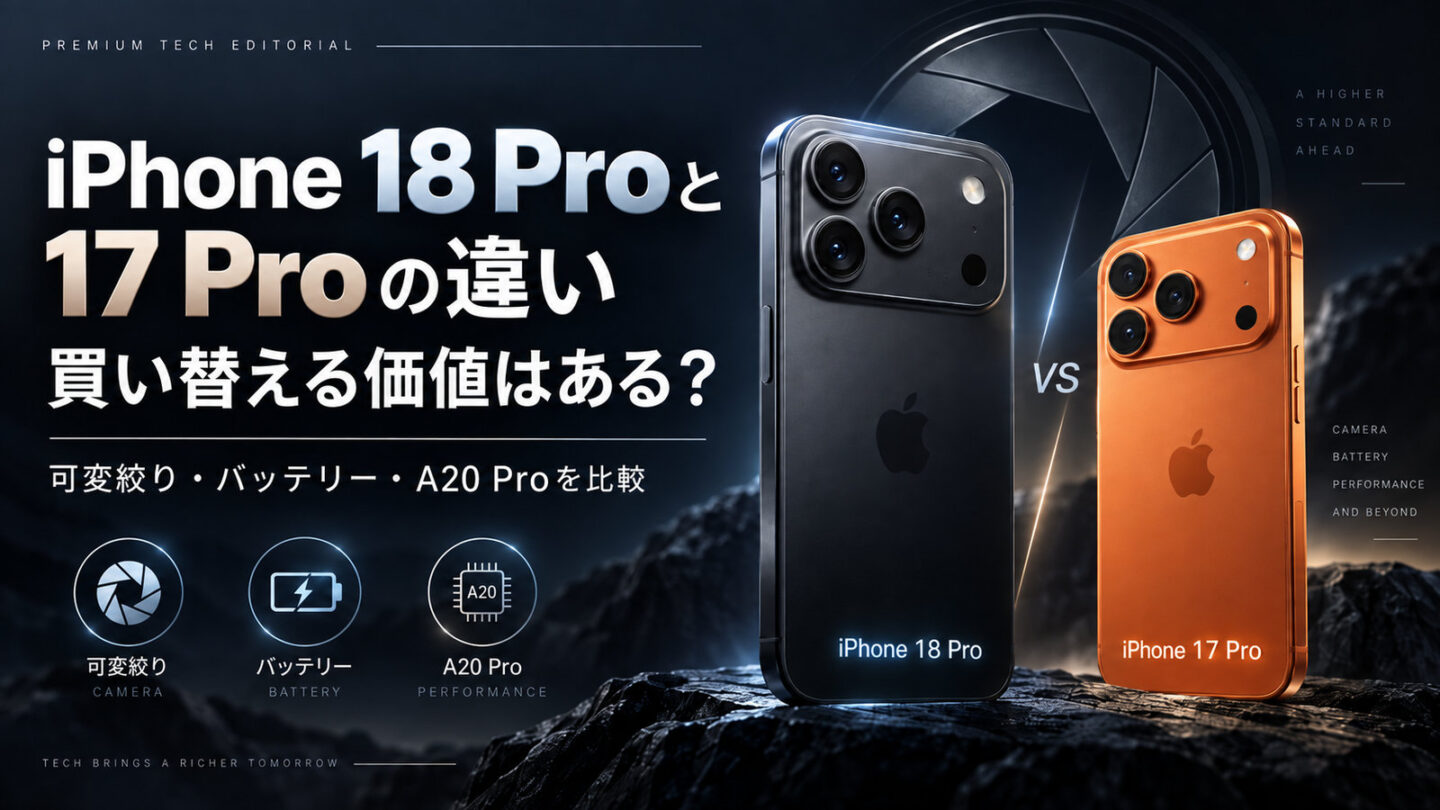 iPhone 18 Proと17 Proの違いを可変絞り・バッテリー・A20 Proで比較したアイキャッチ画像