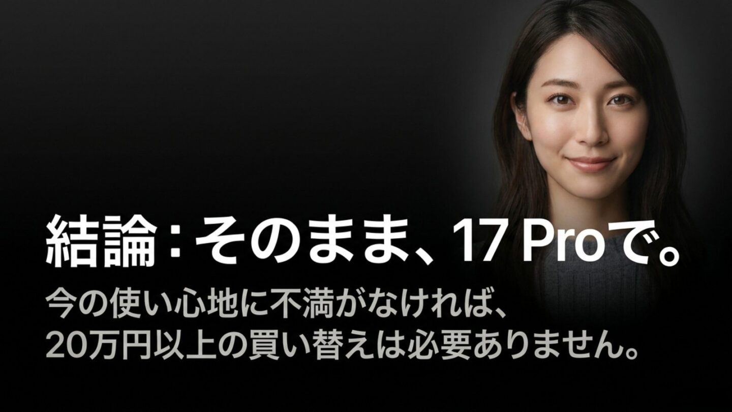 iPhone 17 Proに不満がなければ18 Proへの買い替えは不要という結論