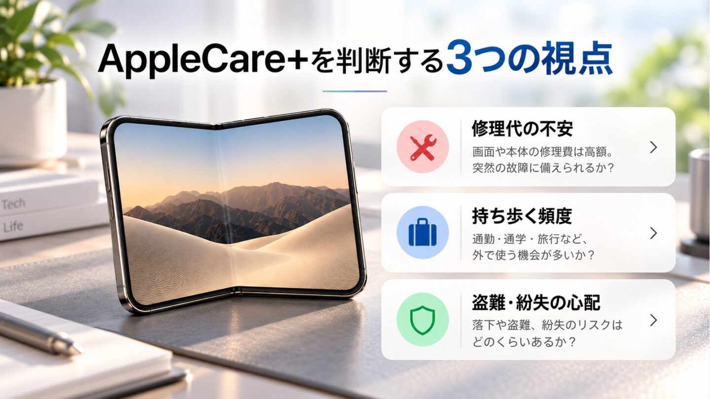 iPhone Duoの修理費の不安、持ち歩く頻度、盗難・紛失の心配を比較した説明図